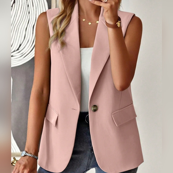 Jackets & Blazers - Solid Color Single-Breasted Suit Vest